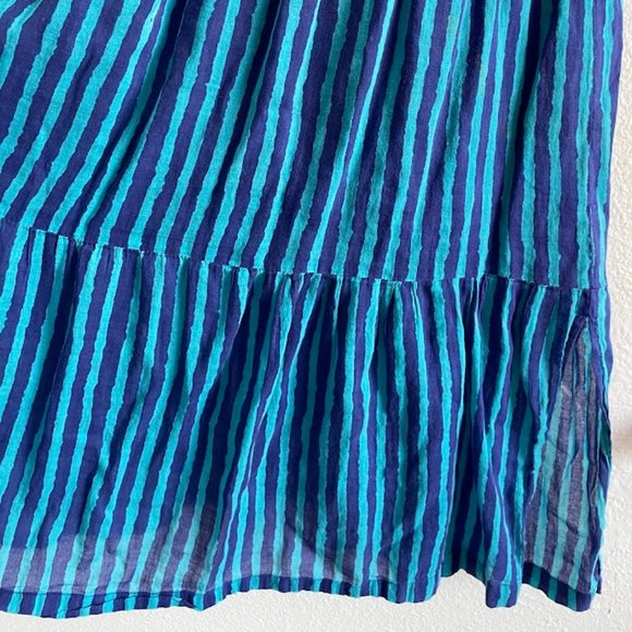 Oliphant Blue Striped Off The Shoulder Beach Boho Midi Dress - Picture 7 of 13